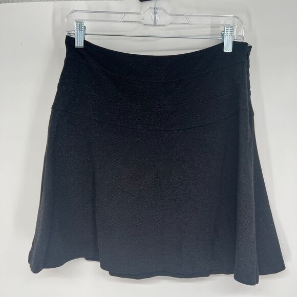 ATHLETA Skirt Womens 6 Black Ponte Twill Fit and Flare Style A Line Side Zip - Picture 1 of 8